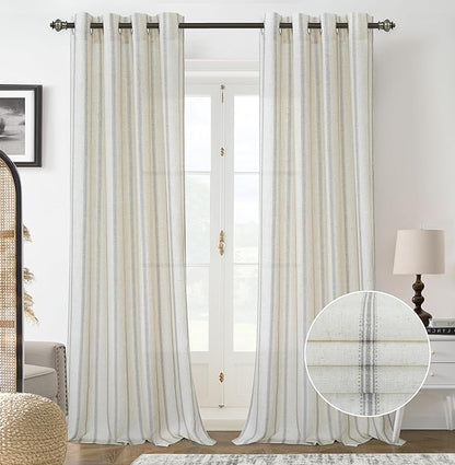 DriftAway Farmhouse Vertical Striped Linen Blend Textured Light Filtering Semi by DriftAway