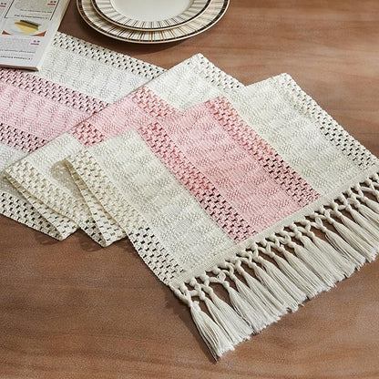 ZeeMart Macrame Style Bicolor Stitching Table Runner, 14 x 48 Inch Light by ZEEMARTONLINE