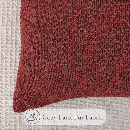 14x26 inch Boucle Lumbar Pillow Cover, Burgundy Woven Texture Neutral Long - Image 7
