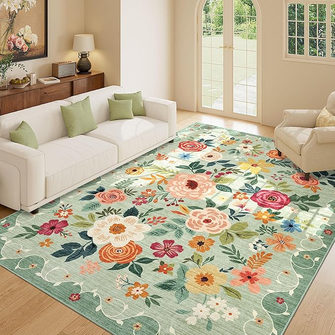 DUKINO 5x7 Area Rug, Floral Rugs - Image 2