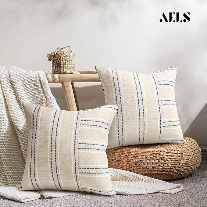 AELS 22x22 Decorative Farmhouse Linen Throw Pillow Covers, Boho Textured Pillow - Image 5