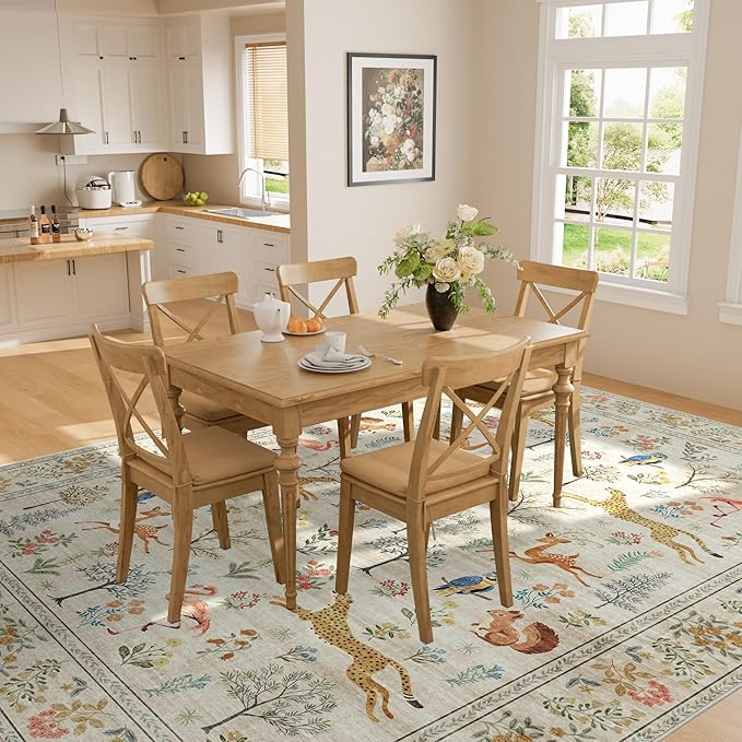 DUKINO 5x7 Rug, Washable Animal Living Room Rug - Image 4