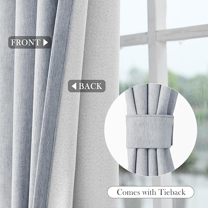 Macochico Thermal Blackout Chenille Curtains 100% Blackout Window Draperies - Image 6