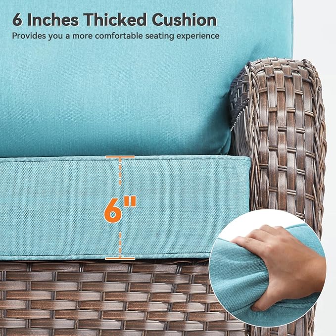 6" Thick Outdoor Cushions 22x24x6, 9-Set Deep Seat Patio Cushions - Image 8