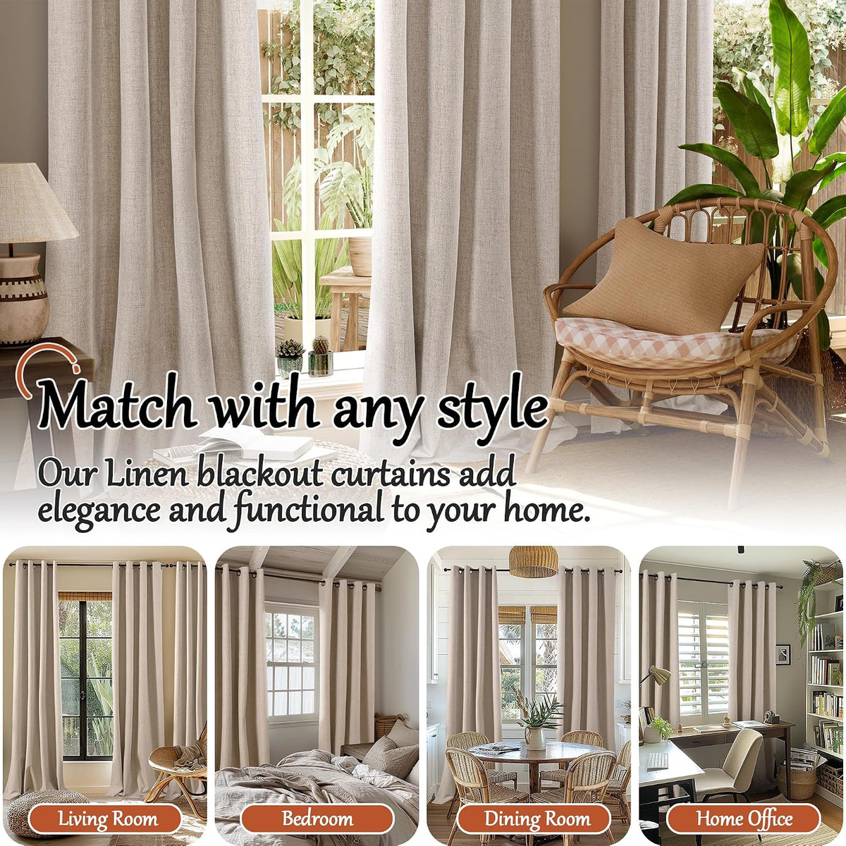 lajode linen blackout curtains 63 inches long on a desk or shelf