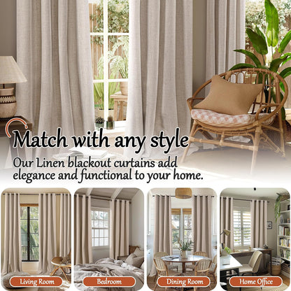 lajode linen blackout curtains 63 inches long on a desk or shelf