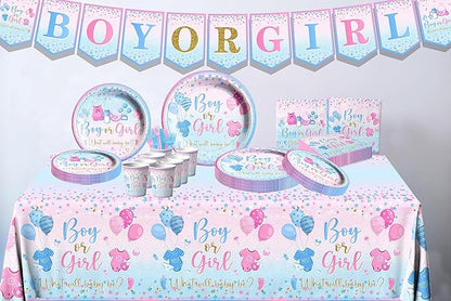 Gender Reveal Tableware 142Pcs-Gender Reveal Decorations Blue and Pink Star - Image 6