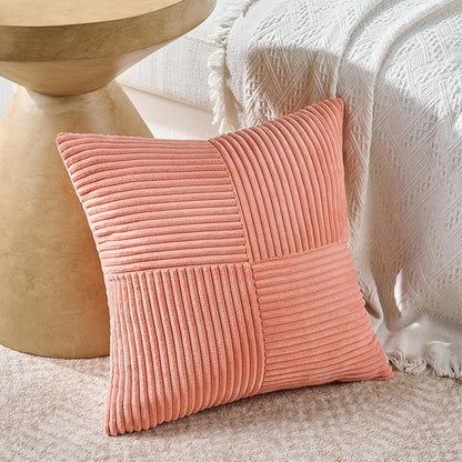 Fancy Homi 2 Packs Coral Samll Decorative Throw Pillow Covers 14x14 Inch - Image 2