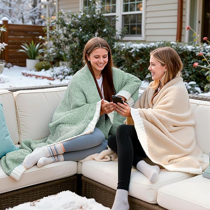 Joiedomi Twin Blanket for Couch Bed, Sage Green Knitted Blankets Gifts for - Image 5