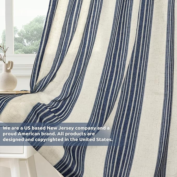 DriftAway Farmhouse Vertical Striped Linen Blend Textured Light Filtering Semi - Image 6