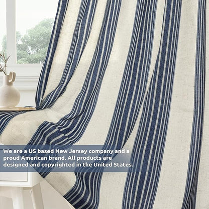 DriftAway Farmhouse Vertical Striped Linen Blend Textured Light Filtering Semi - Image 6