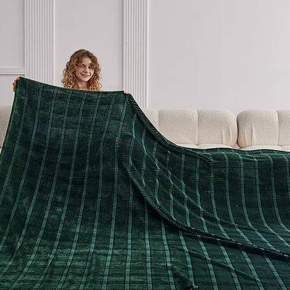 Oversized King Fleece Blanket 120x120 Inches, Seamless Soft Cozy 3D Jacquard by Korbliss