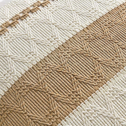 Fancy Homi Set of 2 Tan Neutral Decorative Throw Pillow Cover 18x18 Inch - Image 4