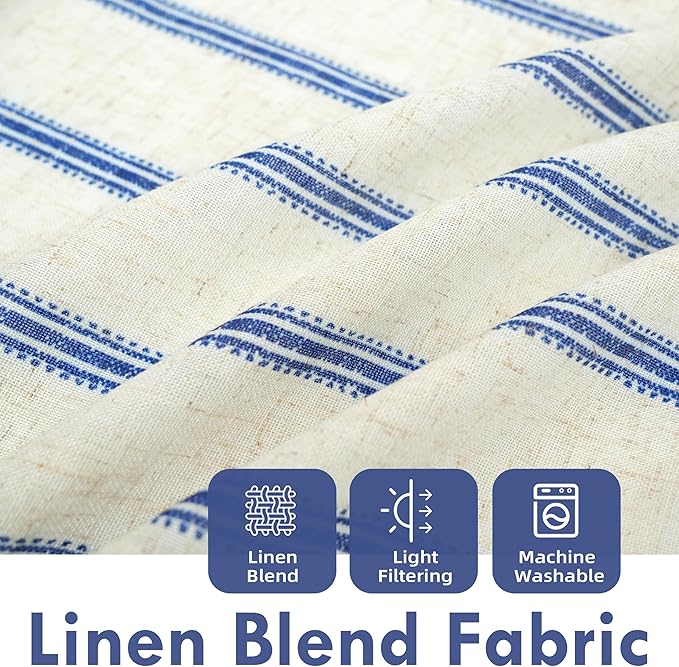 DriftAway Farmhouse Vertical Striped Linen Blend Textured Light Filtering Semi - Image 2