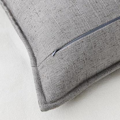 12x20 Linen Pillow Covers Grey Pack of 2 Farmhouse Boho Neutral Accents Striped - Image 3
