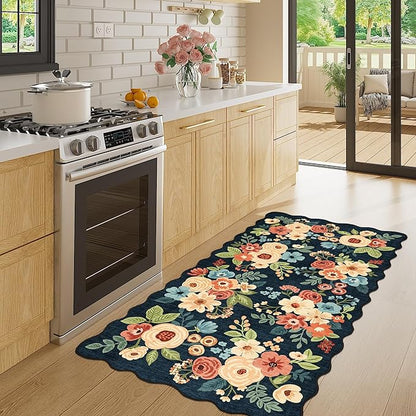 DUKINO 2x4 Washable Runner Rugs, Non Slip Floral Print Entryway Rug - Image 2