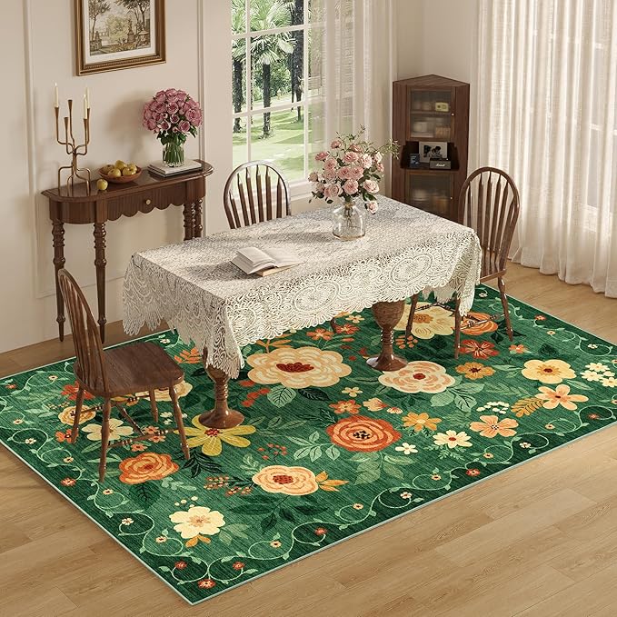 DUKINO 6x9 Area Rug, Floral Rugs - Image 4