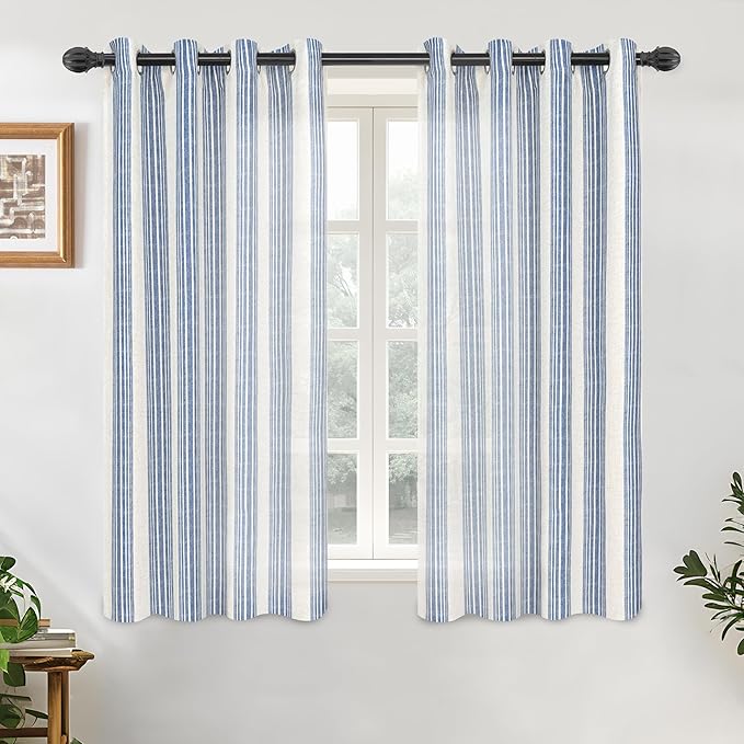 DriftAway Farmhouse Vertical Striped Linen Blend Textured Light Filtering Semi by DriftAway