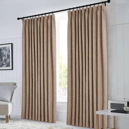 Macochico Extra Wide Full Blackout Linen Curtains - Image 2