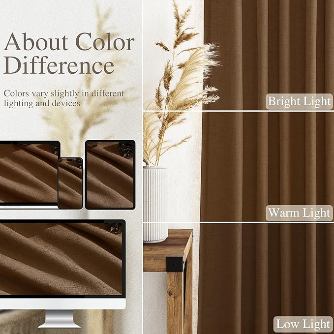 Tobacco Brown Linen Curtains 90 Inch Long - Image 3