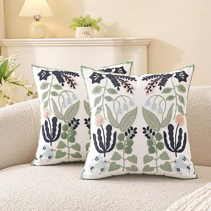 TAOSON Pack of 2, Cotton Canvas Cushion Covers, Spring Farmhouse Decor by TAOSON