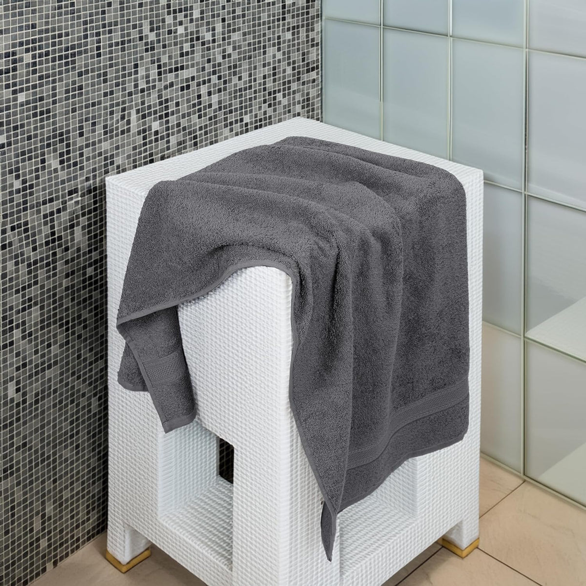 texcraft medium size bath towels set of 6 shown in use