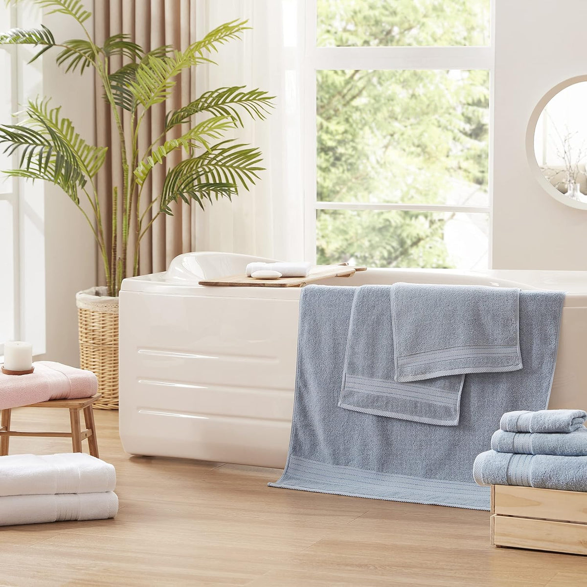 cozyart luxury bath towel set 6 pcs, light, main product view