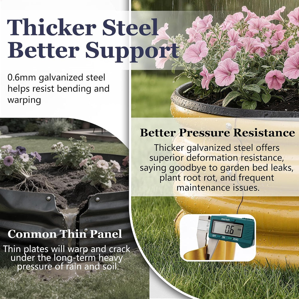 Round Raised Garden Bed, 2 Pack, 2 x 2 x 1 Ft, Yellow