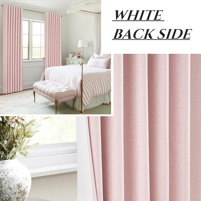 Extra Long Light Pink Blackout Drapes 108 Inches Long 2 Panels - Image 5