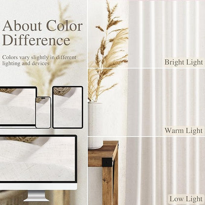Ivory White Linen Back Tab Curtains 84 Inch Length - Image 5