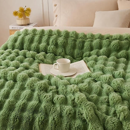 COOVA Faux Fur Throw Blanket for Couch, Cozy Soft and Fuzzy Plush Rabbit Fur - Image 3