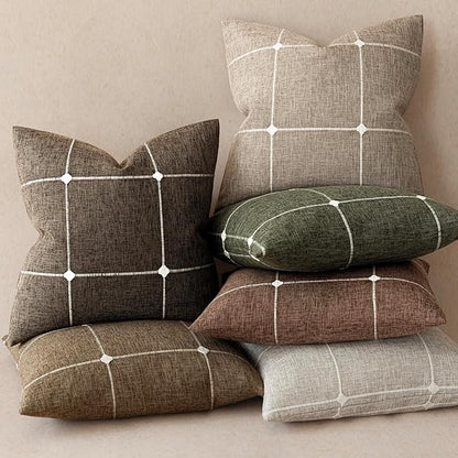 Foindtower Pack of 2 Decorative Faux Linen Jacquard Check Throw Pillow Covers - Image 6