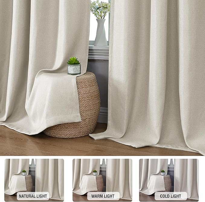 H.VERSAILTEX 90% Blackout Linen Curtains 108 Inches Long - Image 3