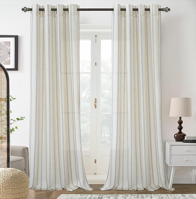 DriftAway Farmhouse Vertical Striped Linen Blend Textured Light Filtering Semi by DriftAway