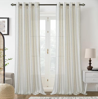 DriftAway Farmhouse Vertical Striped Linen Blend Textured Light Filtering Semi by DriftAway