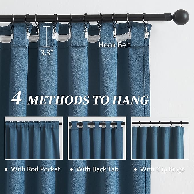 KEQIAOSUOCAI Full Shading Curtains 90 Inches Long 2 Panels Set, Completely - Image 3