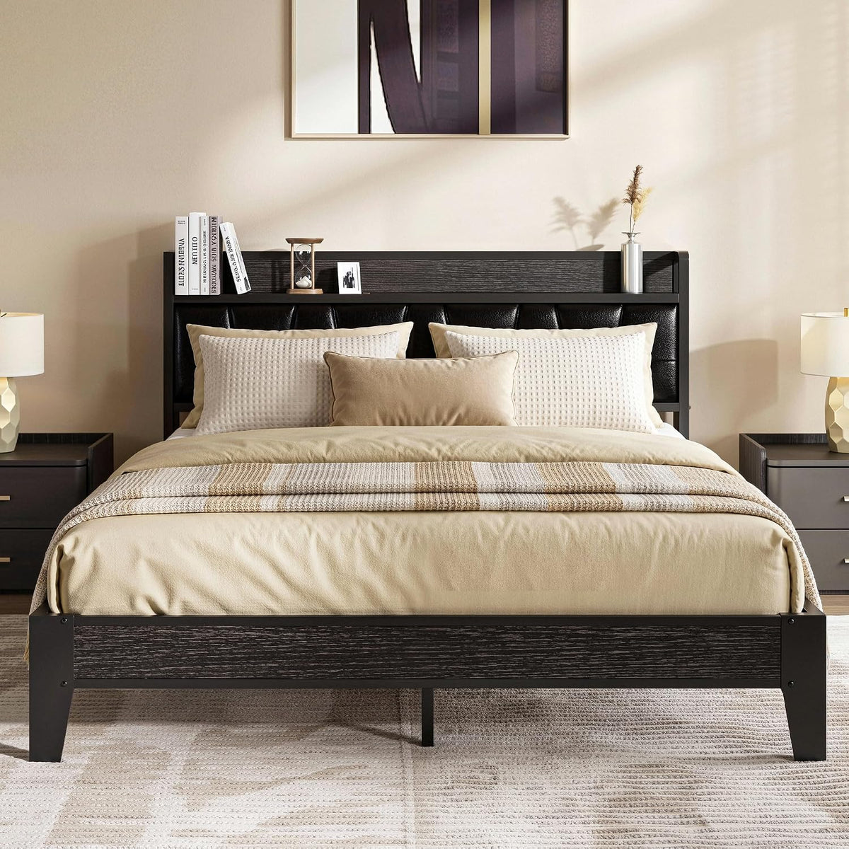 likimio full bed frame with storage headboard and, main product view