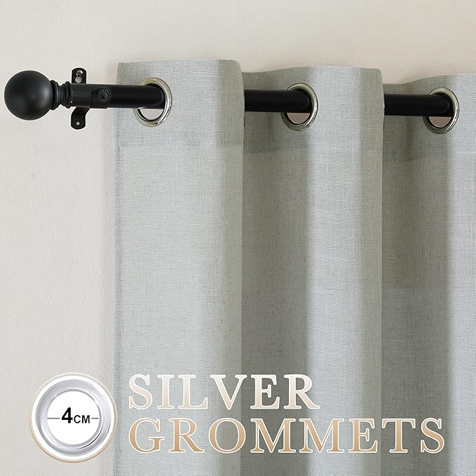 NICETOWN Linen Gray Curtains 84 inches Length 2 Panels Set, Grommet Flax Linen - Image 2