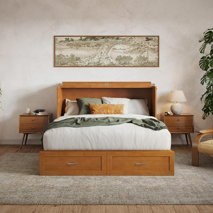 afi, hamilton queen murphy bed chest with 6", side view