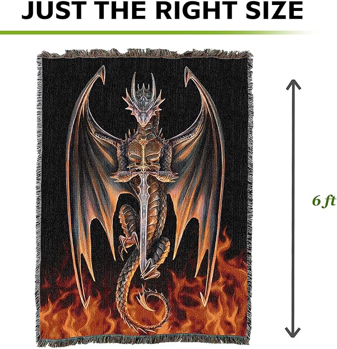 Pure Country Weavers Dragon Warrior Woven Blanket by Anne Stokes - Image 4