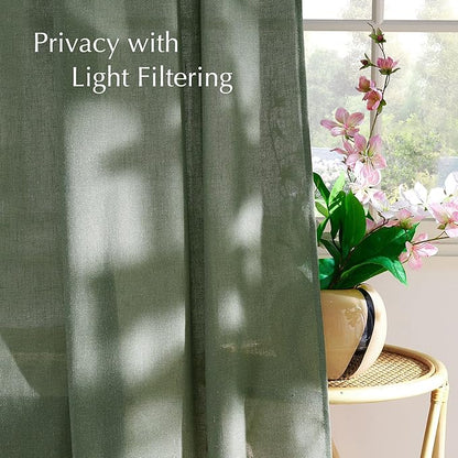 NICETOWN Forest Green Linen Curtains - Image 3