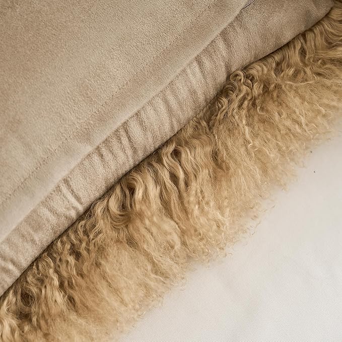 Genuine Mongolian Lamb Fur Pillow Cover – 12"x20" Rectangular Cushion Case – - Image 7