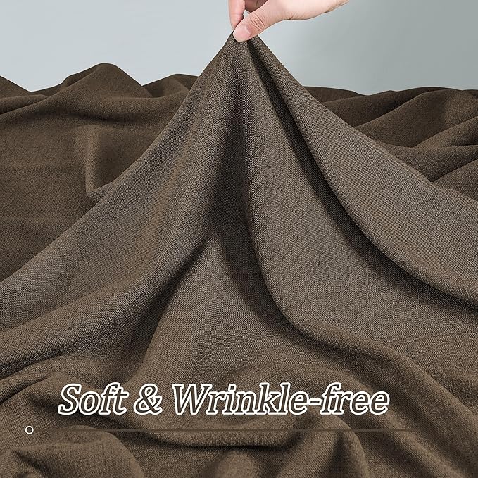 Brown Pleated Linen Curtains 100 Inches Long Farmhouse Semi Sheer Memory - Image 7