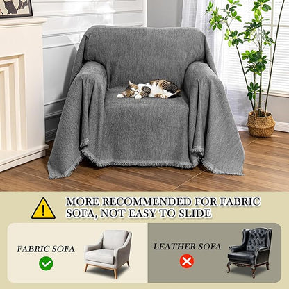 MEETSKY Small Couch Cover Oversized Chair Cover Washable Sofa Cover Grey Couch - Image 8