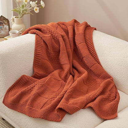 Amélie Home Checkered Chenille Knit Throw Blanket - Image 6