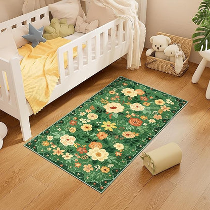 DUKINO 2x4 Rug for Entryway, Washable Kitchen Floral Runner Rug - Image 2