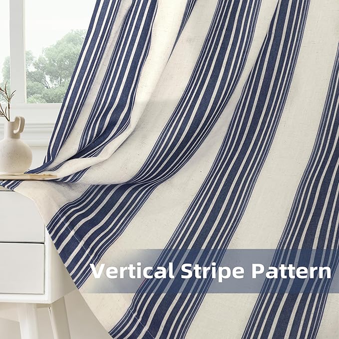 DriftAway Farmhouse Vertical Striped Linen Blend Textured Light Filtering Semi - Image 5