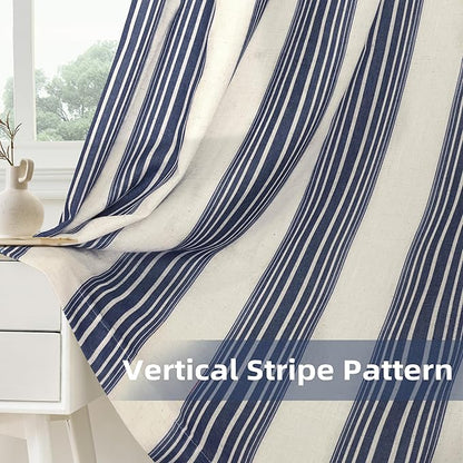 DriftAway Farmhouse Vertical Striped Linen Blend Textured Light Filtering Semi - Image 7