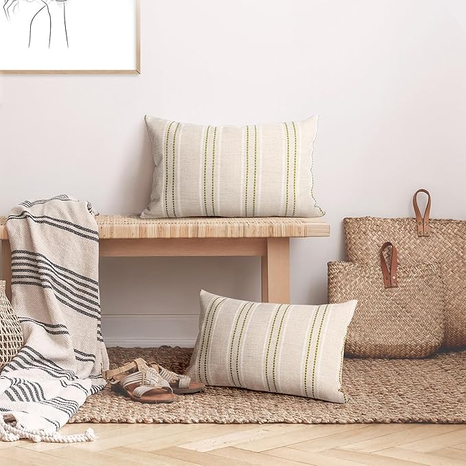 AELS 12x20 Decorative Farmhouse Linen Throw Pillow Covers, Boho Textured Pillow - Image 5