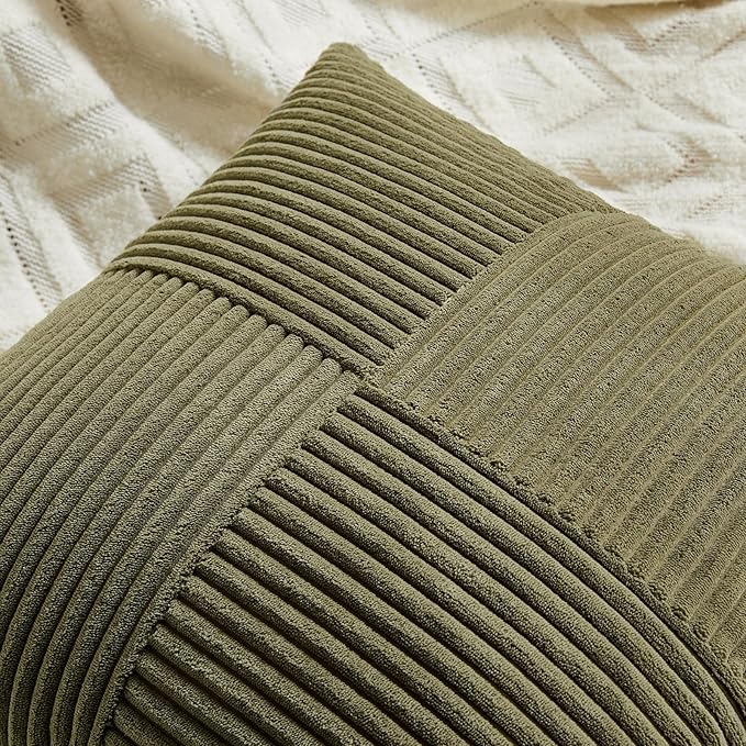 Fancy Homi 2 Packs Olive Green Lumbar Decorative Throw Pillow Covers 16x32 Inch - Image 3